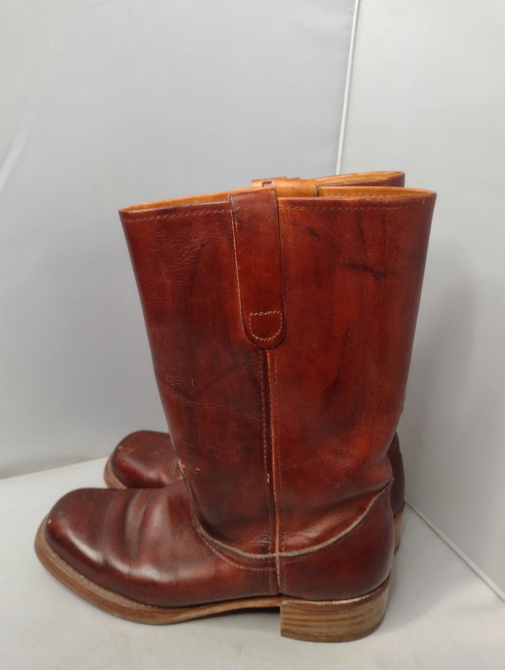 Vintage Sears Campus Boots USA Made  Square Toe Brown Leather Western